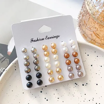 18 Pairs Colorful Pearl Stud Earrings Set